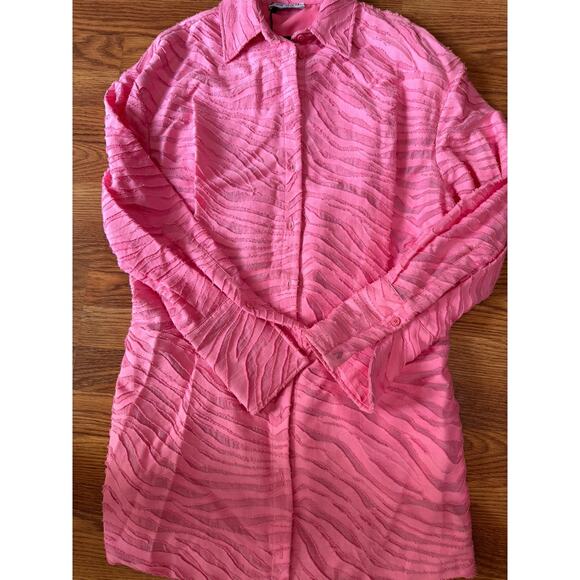 THE ATTICO Pink Silvye zebra-print fil coupé minidress size 46 / us XL - Picture 14 of 16